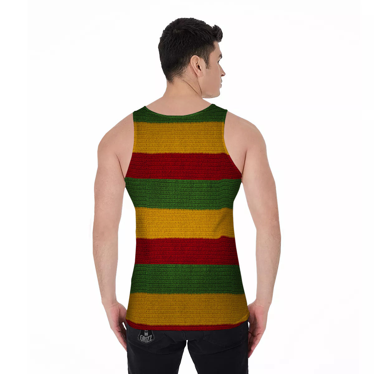 Reggae Knitted Print Pattern Men's Tank Top-grizzshop