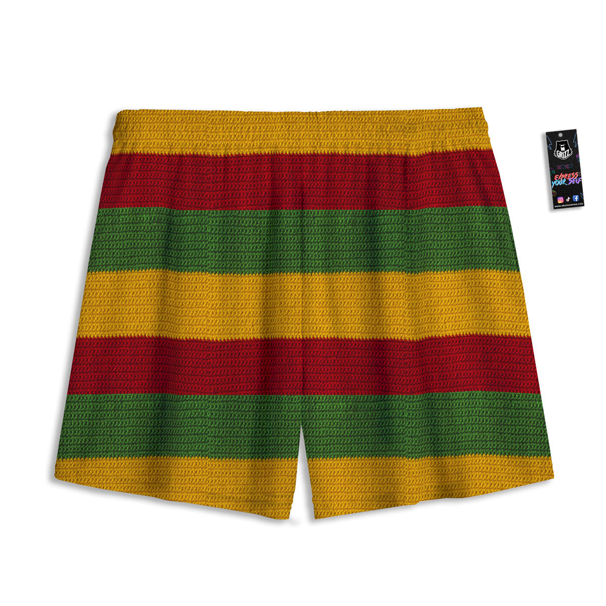 Reggae Knitted Print Pattern Mesh Shorts