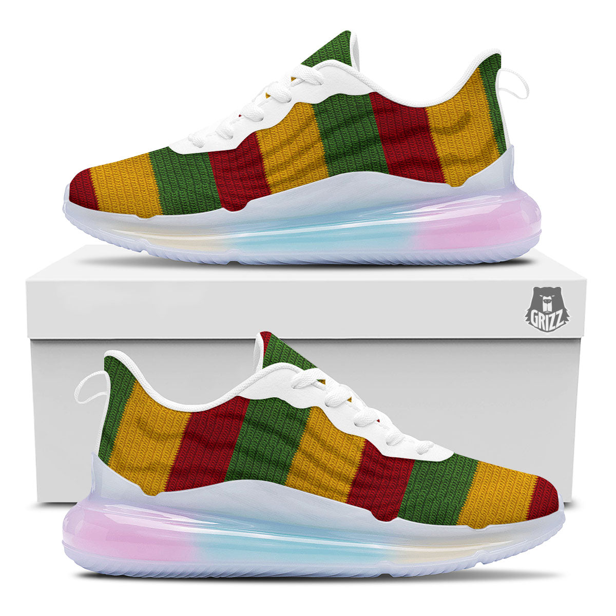 Reggae Knitted Print Pattern Running Sneakers-grizzshop