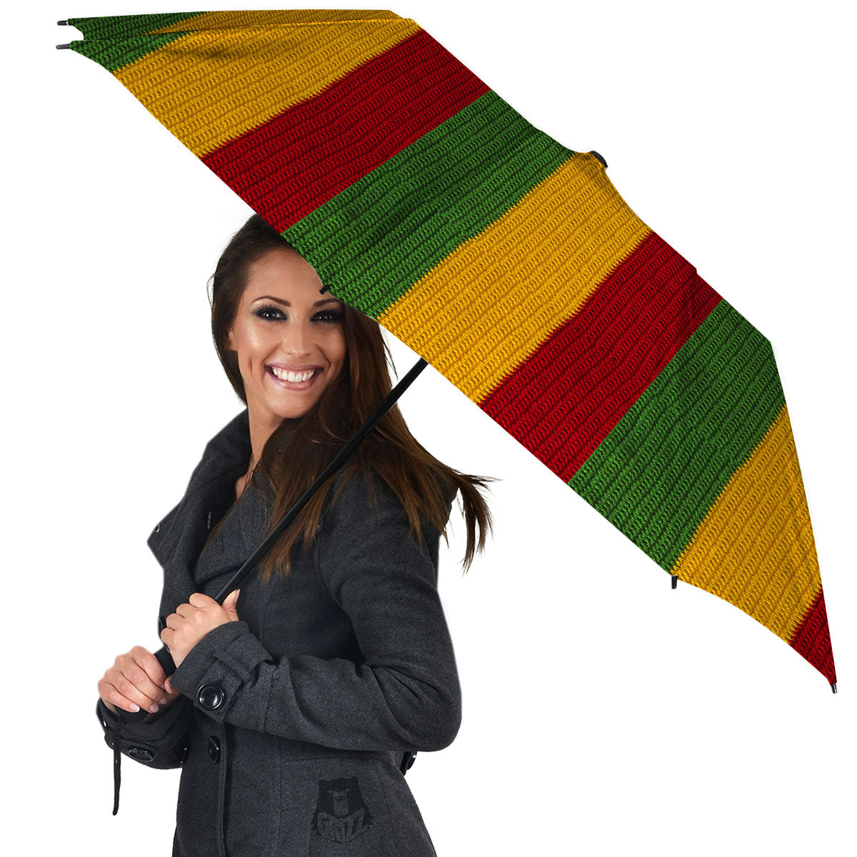 Reggae Knitted Print Pattern Umbrella-grizzshop
