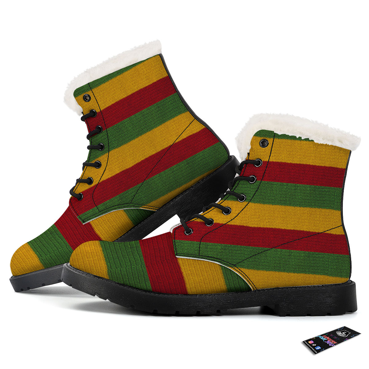 Reggae Knitted Print Pattern Winter Boots-grizzshop