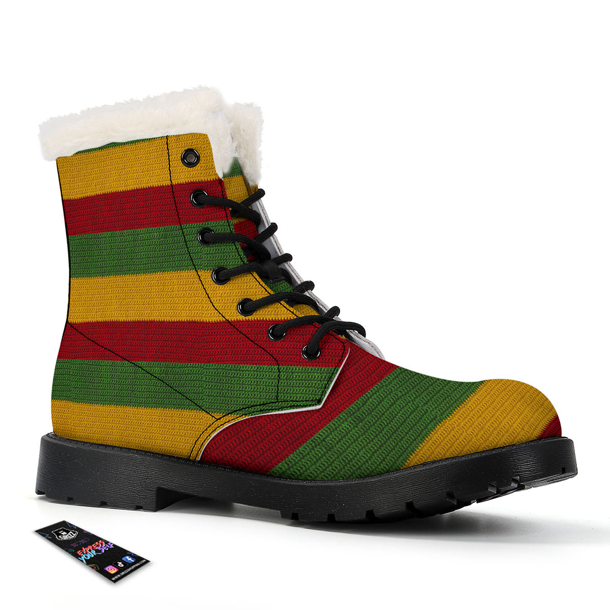 Reggae Knitted Print Pattern Winter Boots-grizzshop