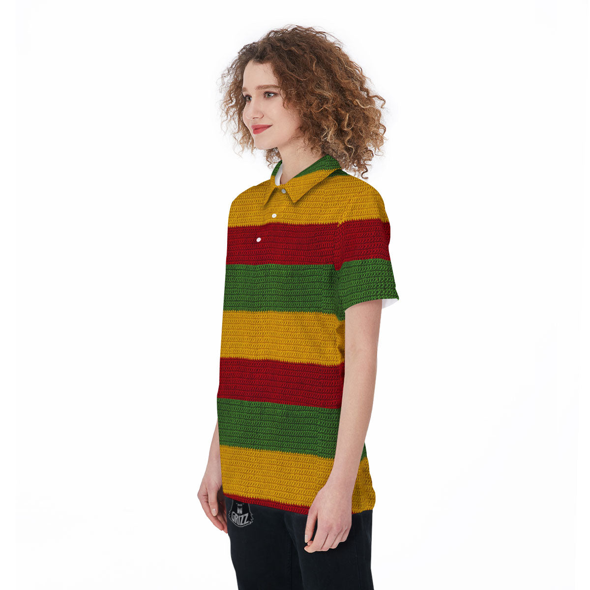 Reggae Knitted Print Pattern Women's Golf Shirts-grizzshop