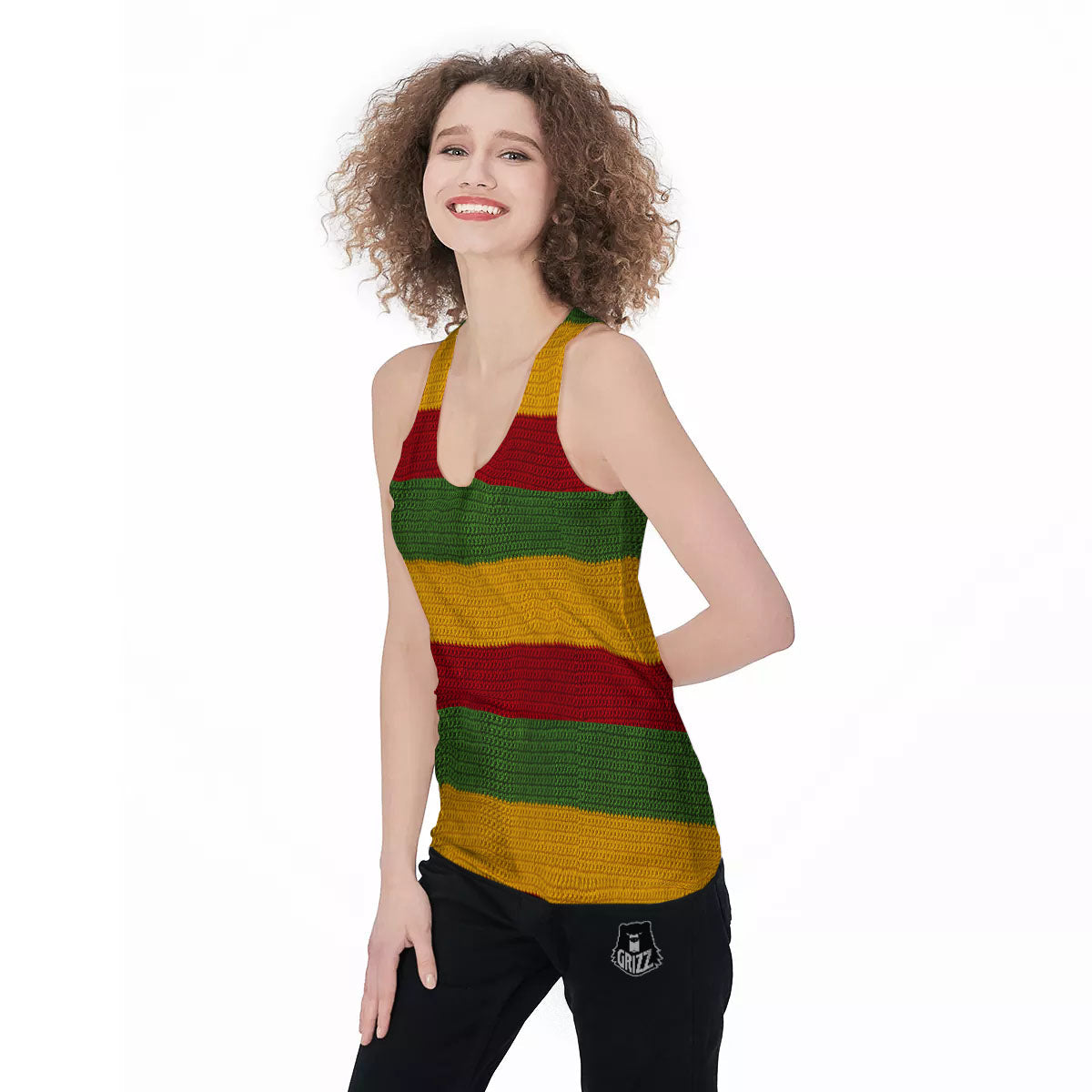 Reggae Knitted Print Pattern Women's Racerback Tank Top-grizzshop