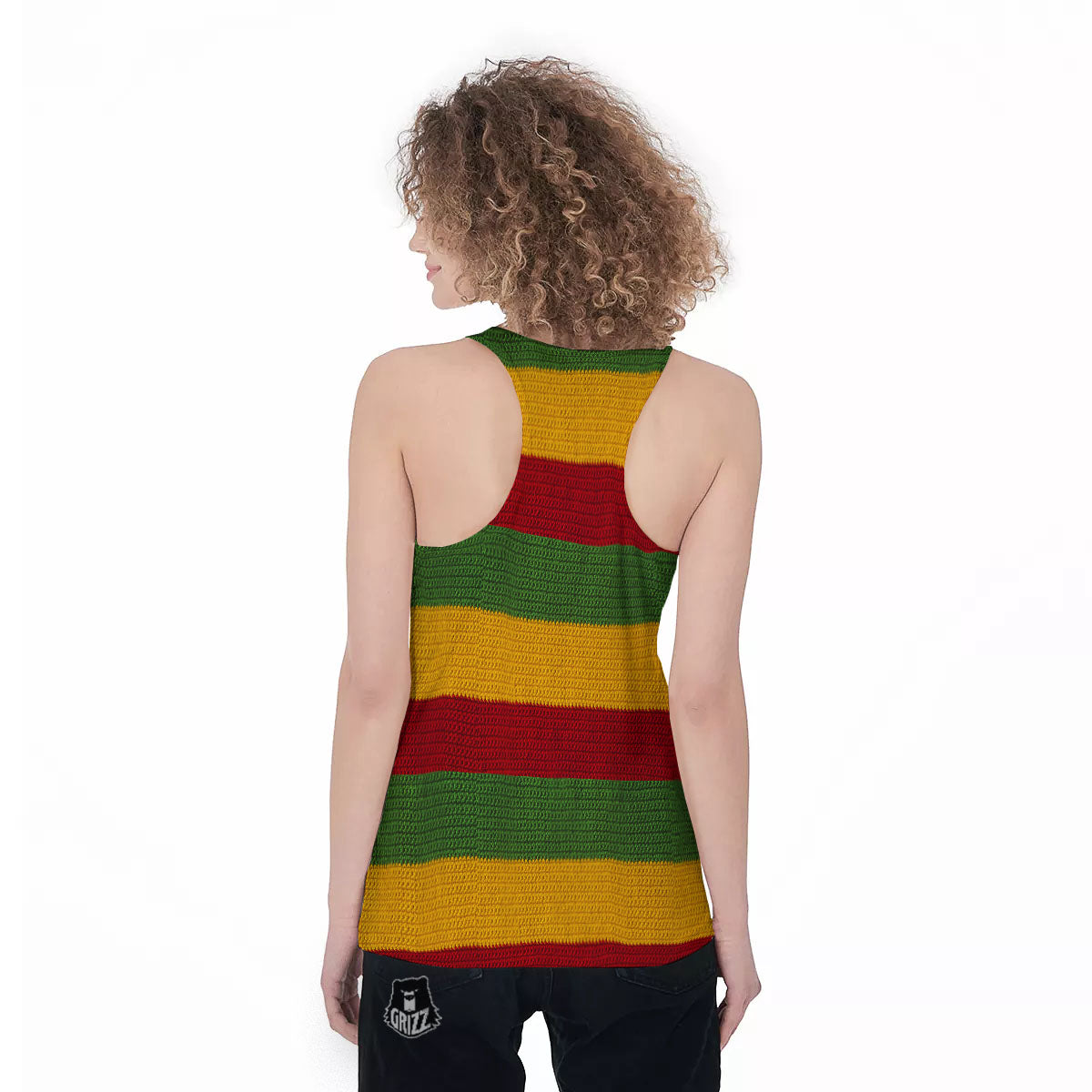 Reggae Knitted Print Pattern Women's Racerback Tank Top-grizzshop