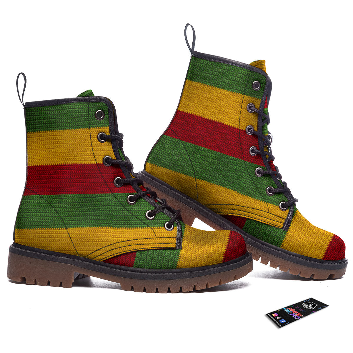 Reggae Knitted Print Pattern Work Boots-grizzshop