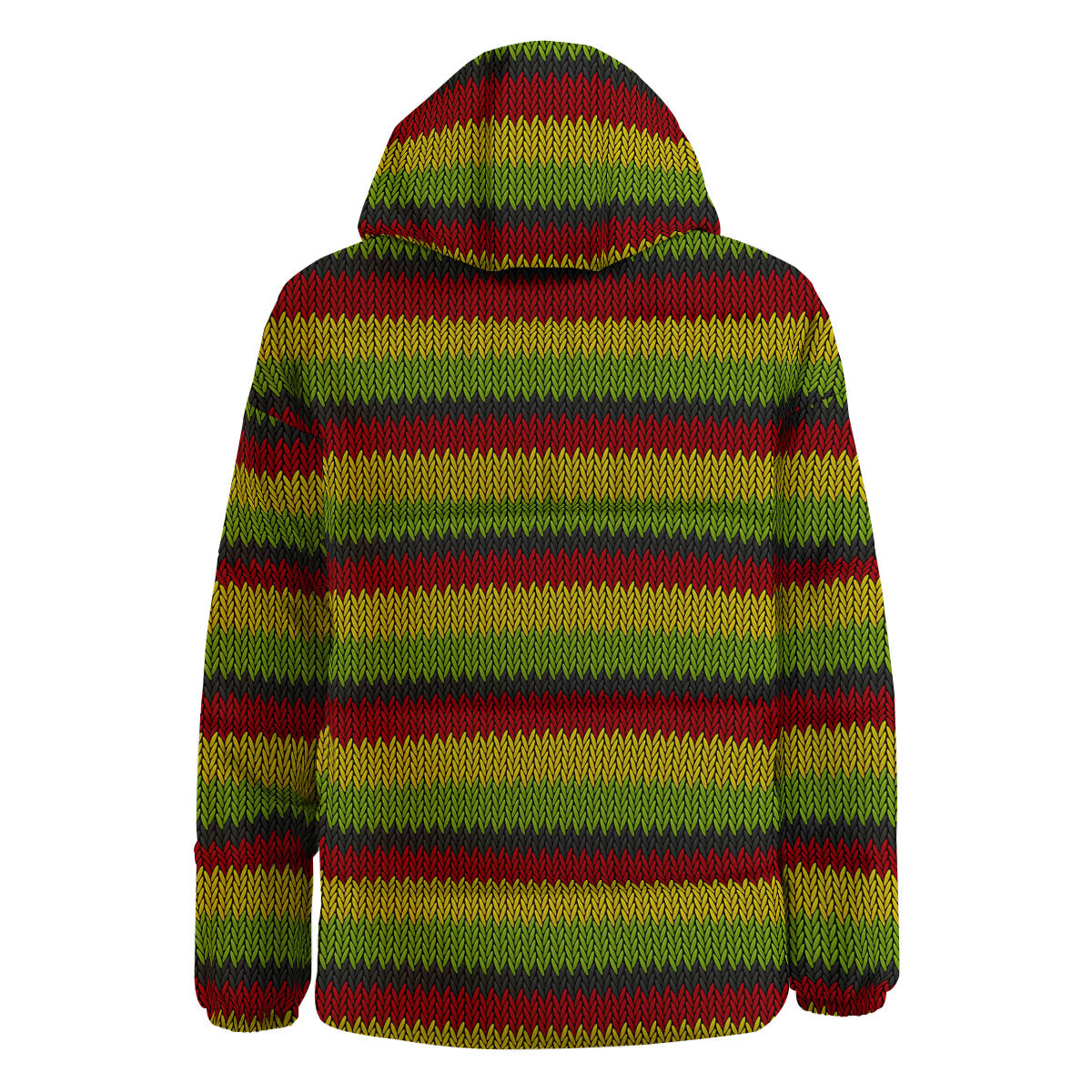 Reggae Knitted Style Print Pattern Down Jacket-grizzshop