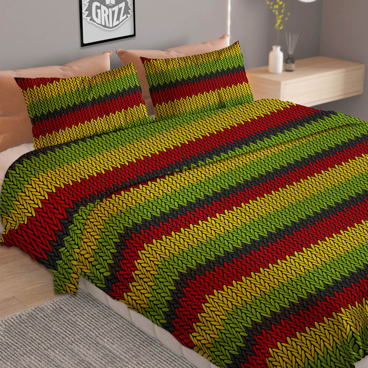 Reggae Knitted Style Print Pattern Duvet Cover Bedding Set-grizzshop