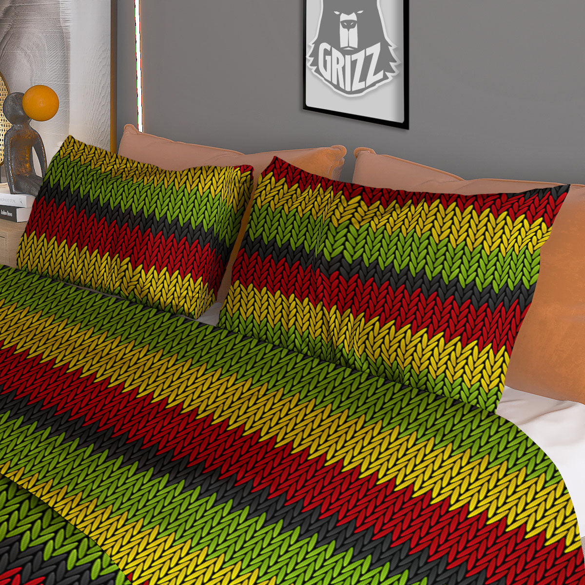 Reggae Knitted Style Print Pattern Duvet Cover Bedding Set