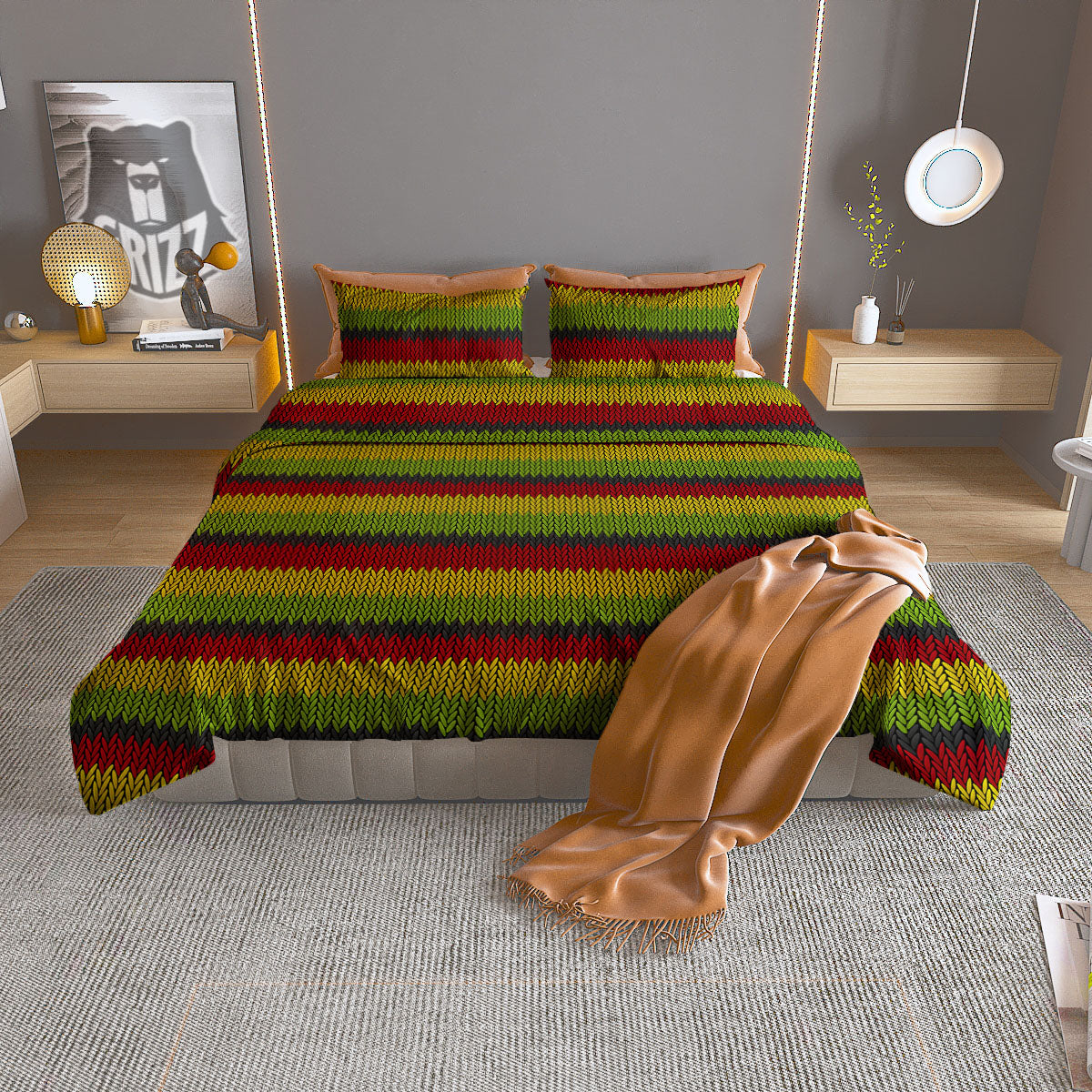 Reggae Knitted Style Print Pattern Duvet Cover Bedding Set