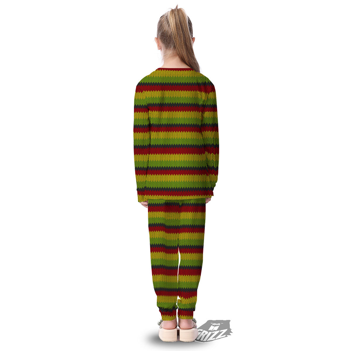 Reggae Knitted Style Print Pattern Kid's Pajamas-grizzshop