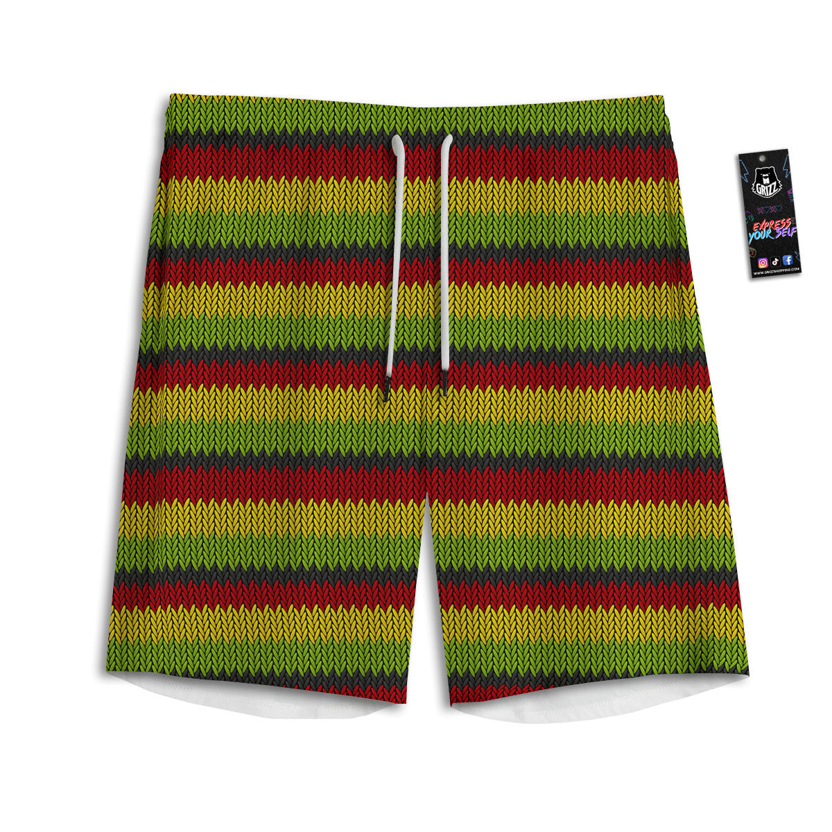 Reggae Knitted Style Print Pattern Men's Athletic Shorts-grizzshop