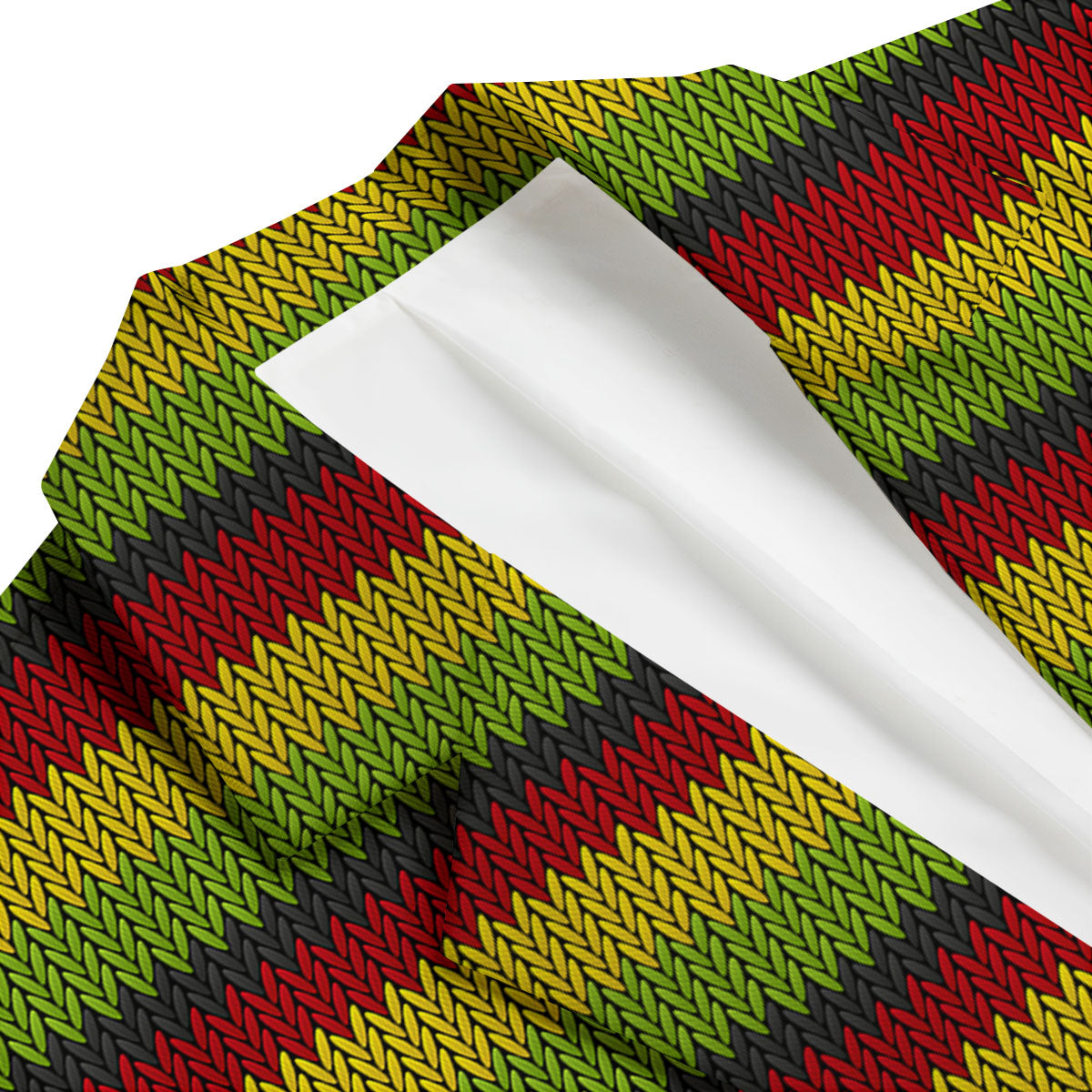 Reggae Knitted Style Print Pattern Men's Blazer-grizzshop