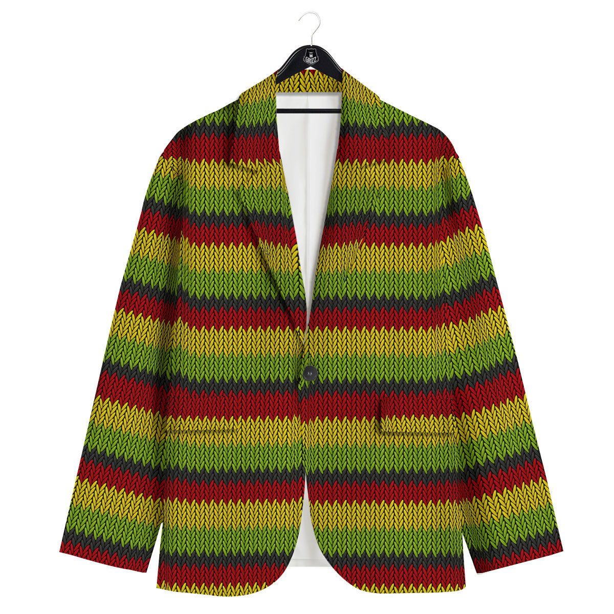 Reggae Knitted Style Print Pattern Men's Sport Coat-grizzshop