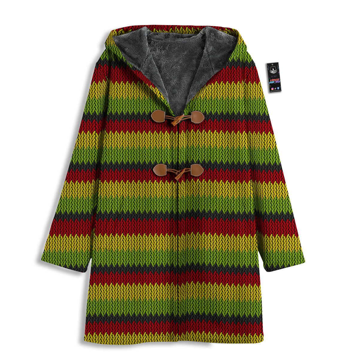 Reggae Knitted Style Print Pattern Men's Windbreaker Jacket-grizzshop