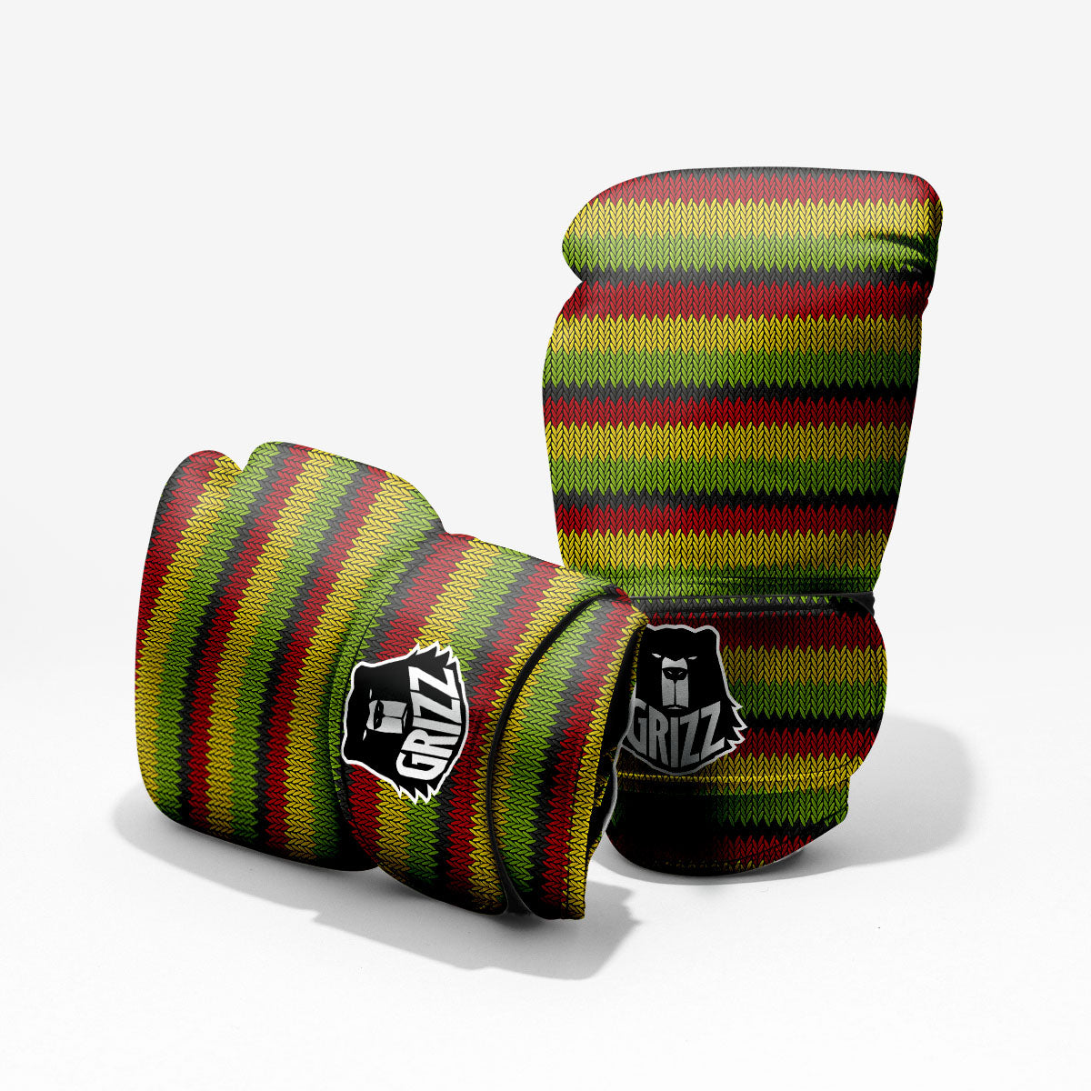 Reggae Knitted Style Print Pattern Sparring Gloves-grizzshop