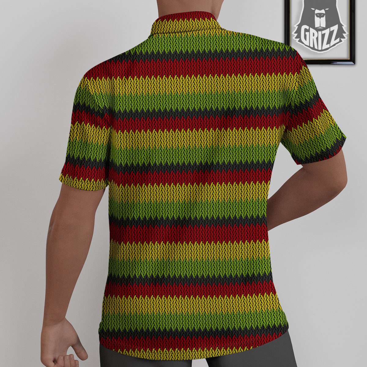 Reggae Knitted Style Print Pattern Untucked Shirts-grizzshop