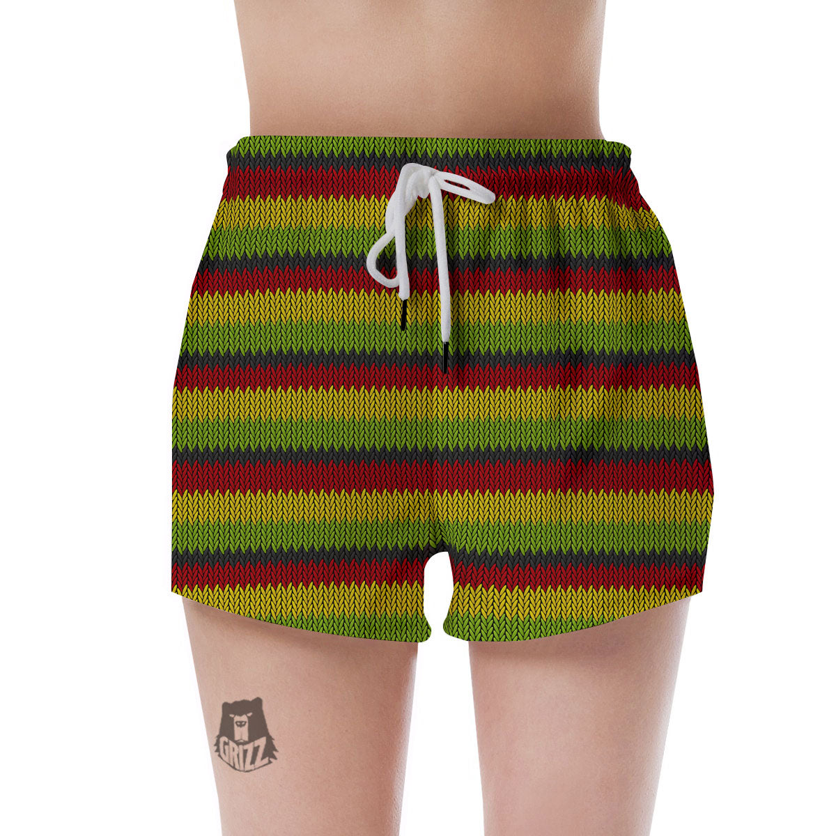 Reggae Knitted Style Print Pattern Women's Shorts-grizzshop