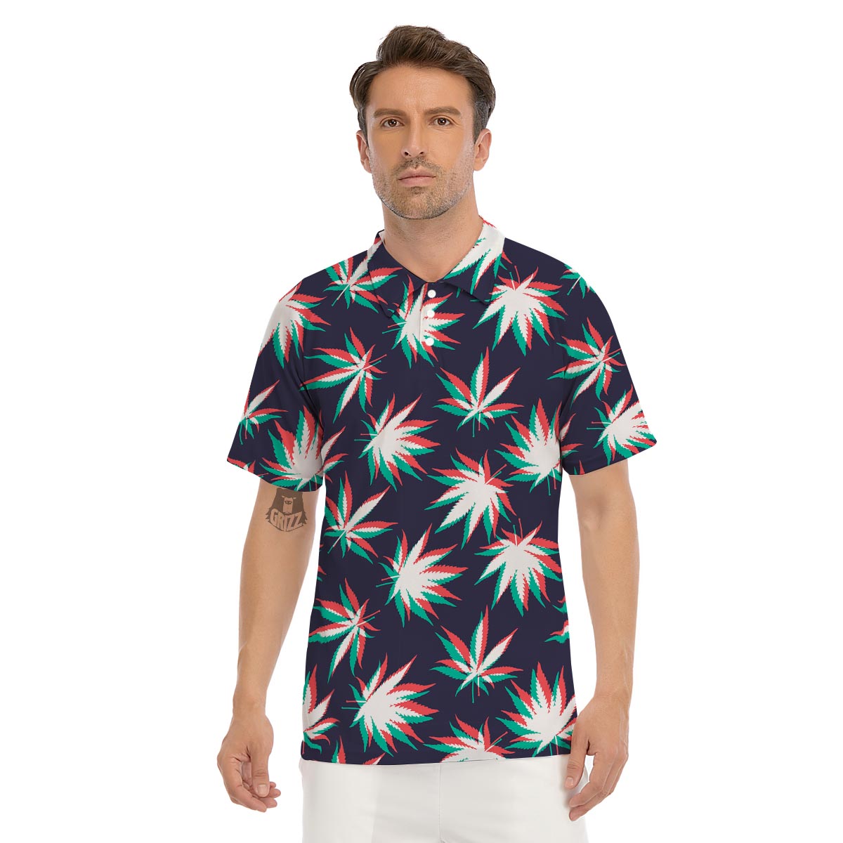 Reggae Leaf Psychedelic Men's Golf Shirts-grizzshop