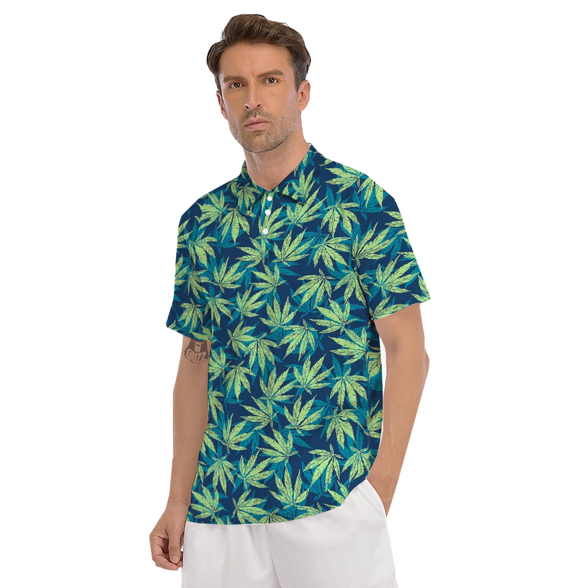Reggae Leaf Tropical Men's Golf Shirts-grizzshop