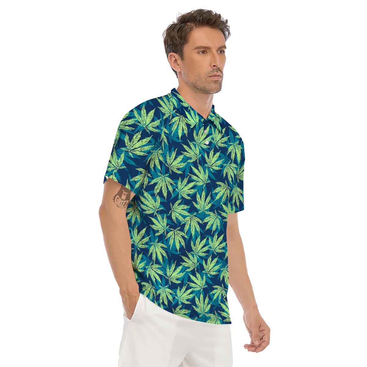 Reggae Leaf Tropical Men's Golf Shirts-grizzshop