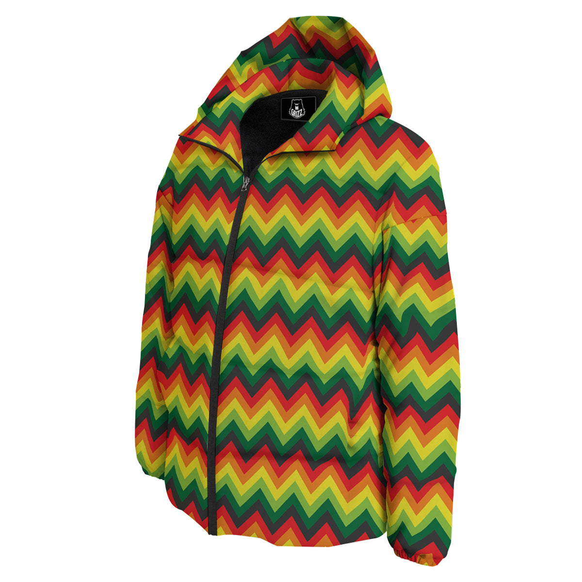 Reggae Zig Zag Print Pattern Down Jacket-grizzshop