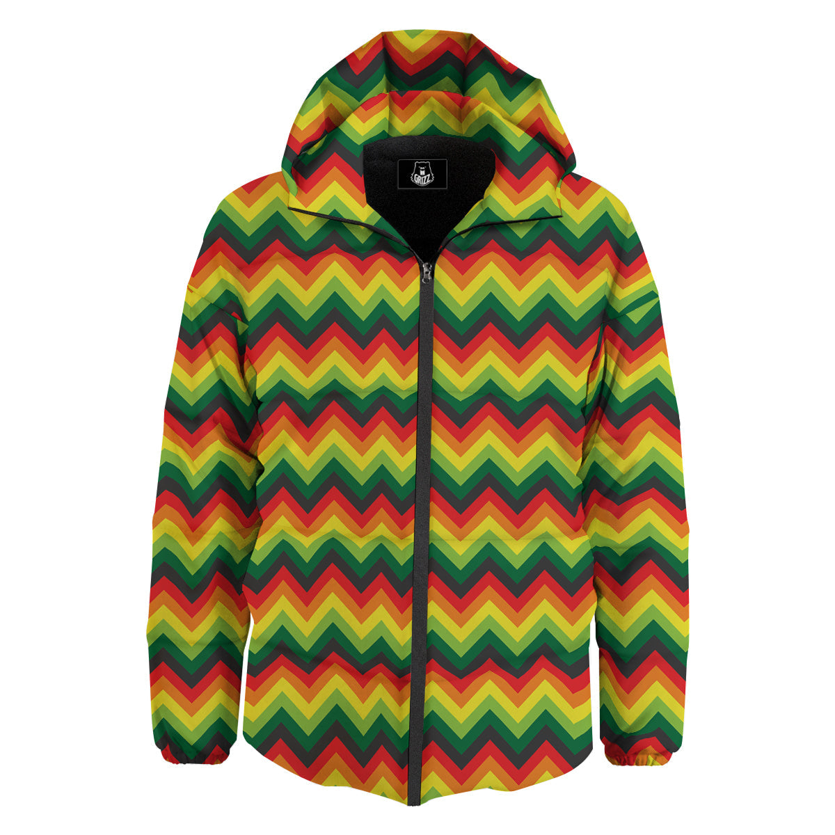 Reggae Zig Zag Print Pattern Down Jacket-grizzshop