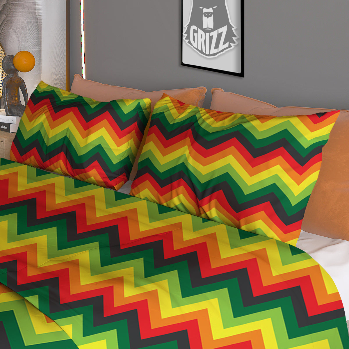 Reggae Zig Zag Print Pattern Duvet Cover Bedding Set-grizzshop