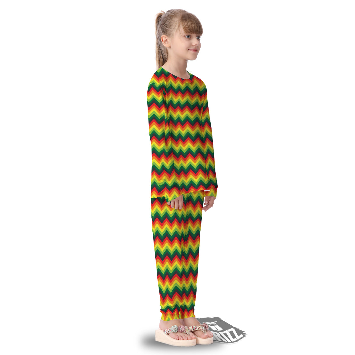 Reggae Zig Zag Print Pattern Kid's Pajamas-grizzshop