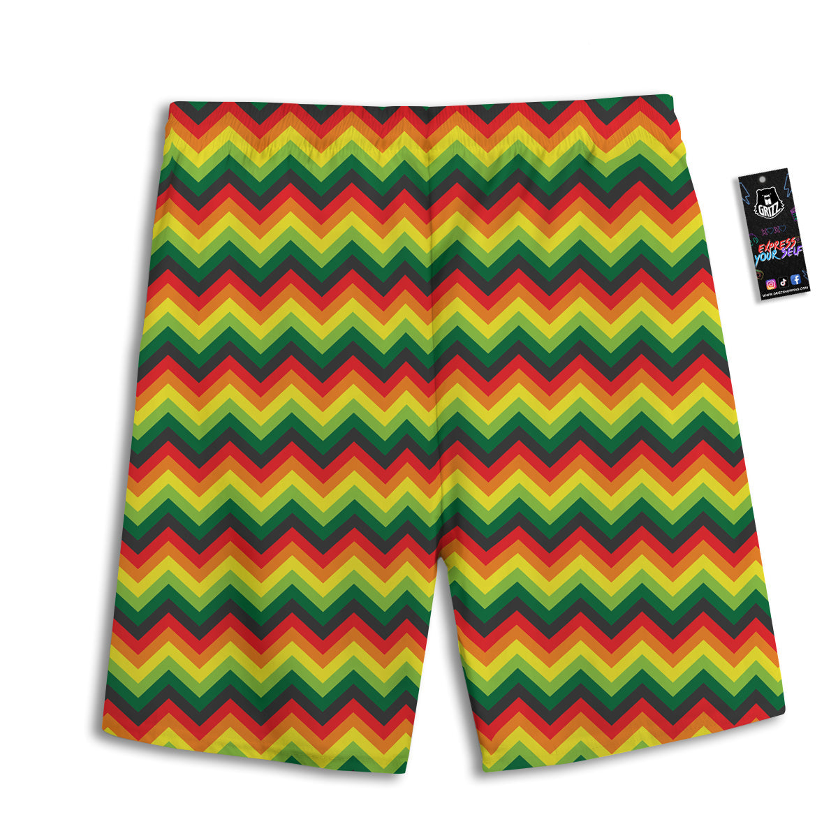 Reggae Zig Zag Print Pattern Men's Athletic Shorts-grizzshop