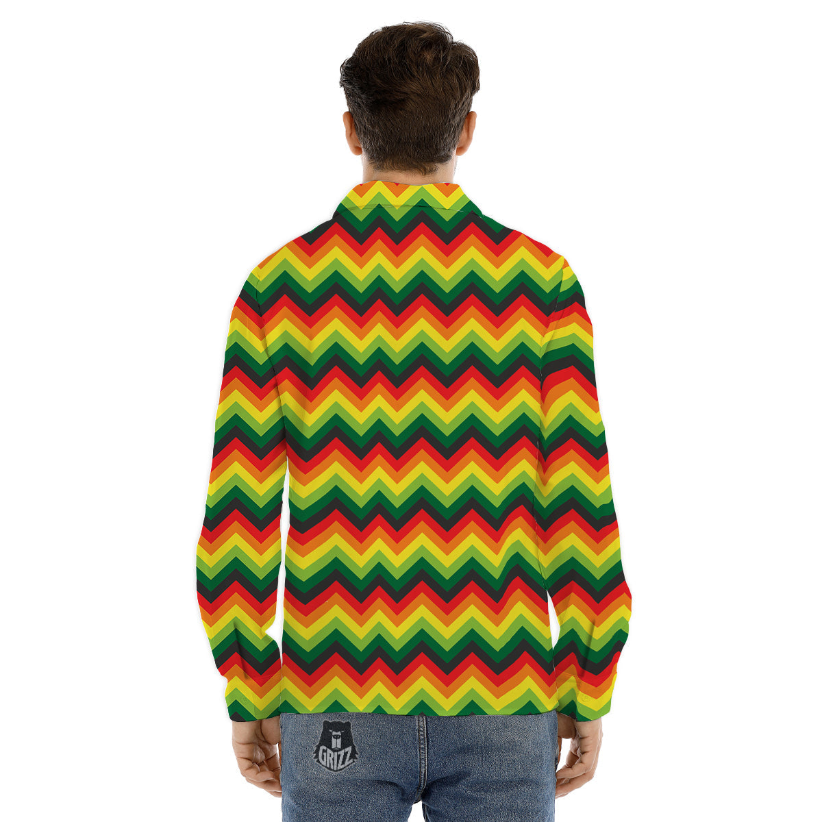 Reggae Zig Zag Print Pattern Men's Dress Shirts-grizzshop