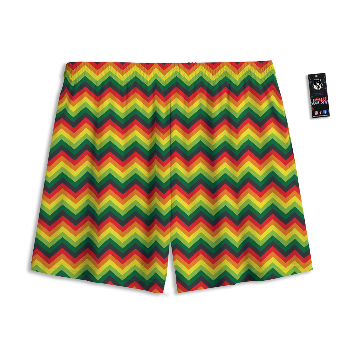 Reggae Zig Zag Print Pattern Mesh Shorts
