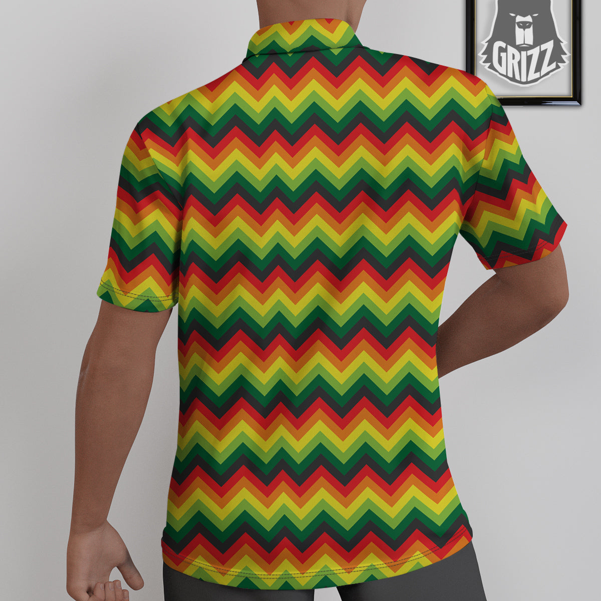 Reggae Zig Zag Print Pattern Untucked Shirts-grizzshop