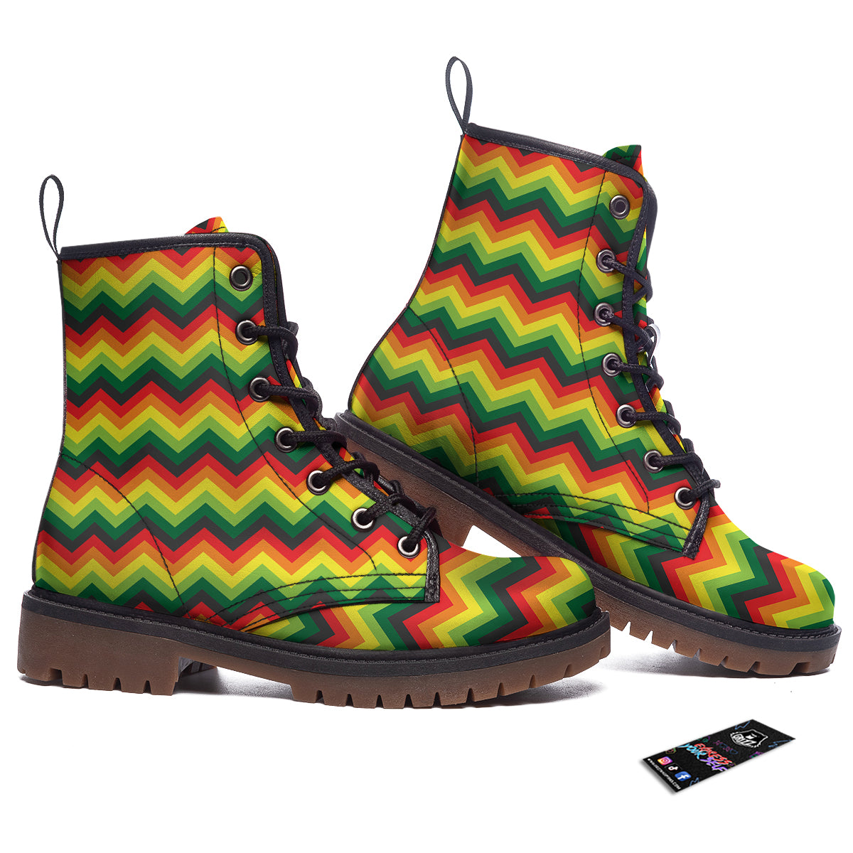 Reggae Zig Zag Print Pattern Work Boots-grizzshop