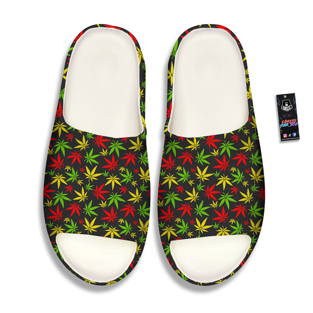 Reggae Hemp Leaf Print Pattern Sandals-grizzshop