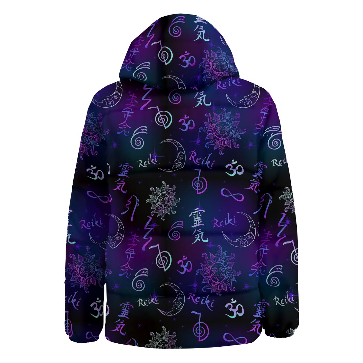 Reiki Energy Print Pattern Down Jacket-grizzshop