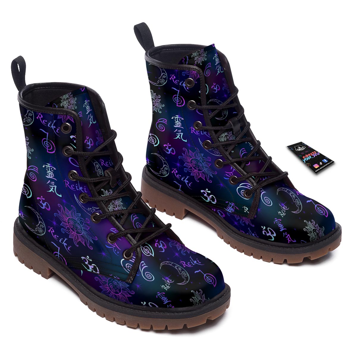 Reiki Energy Print Pattern Work Boots-grizzshop