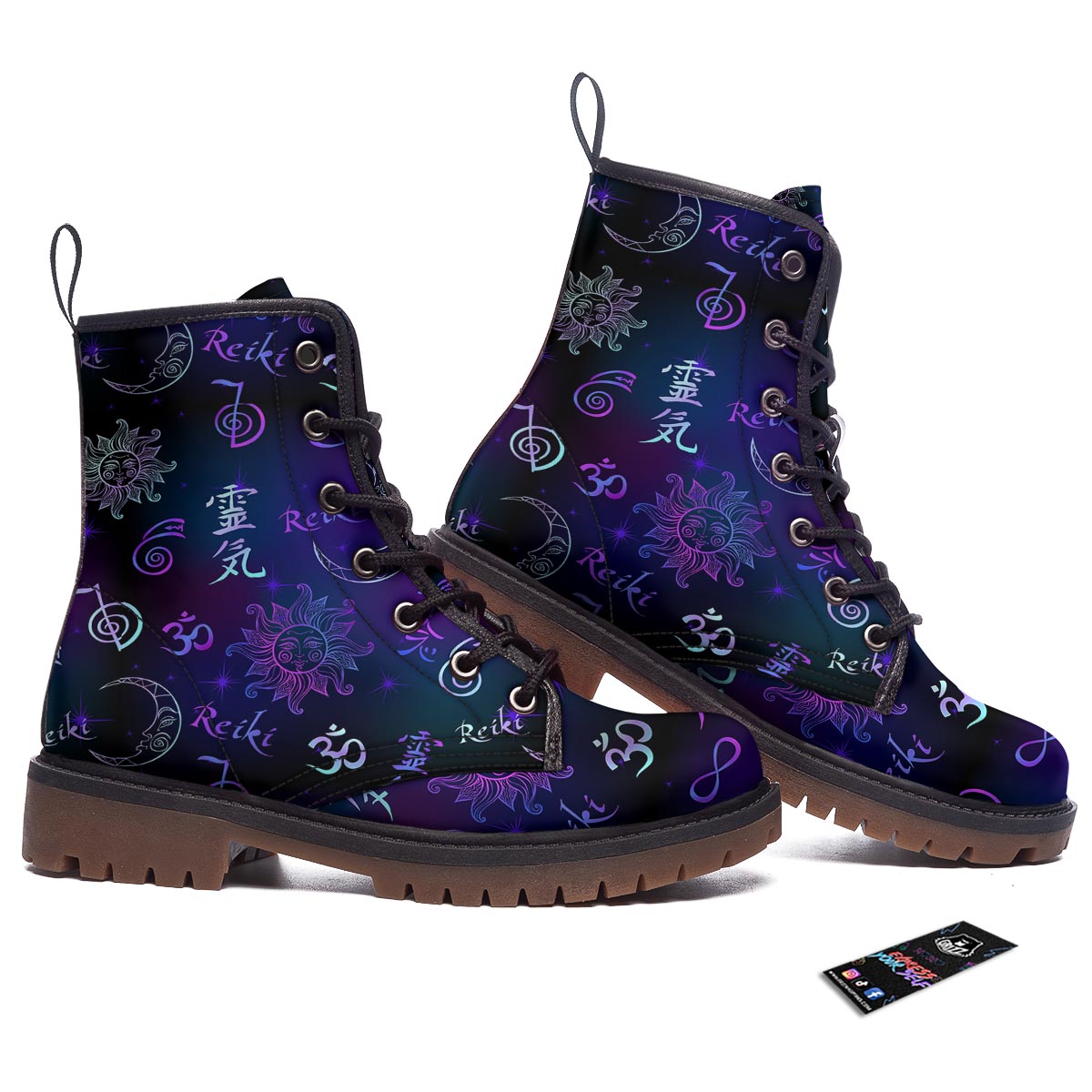 Reiki Energy Print Pattern Work Boots-grizzshop