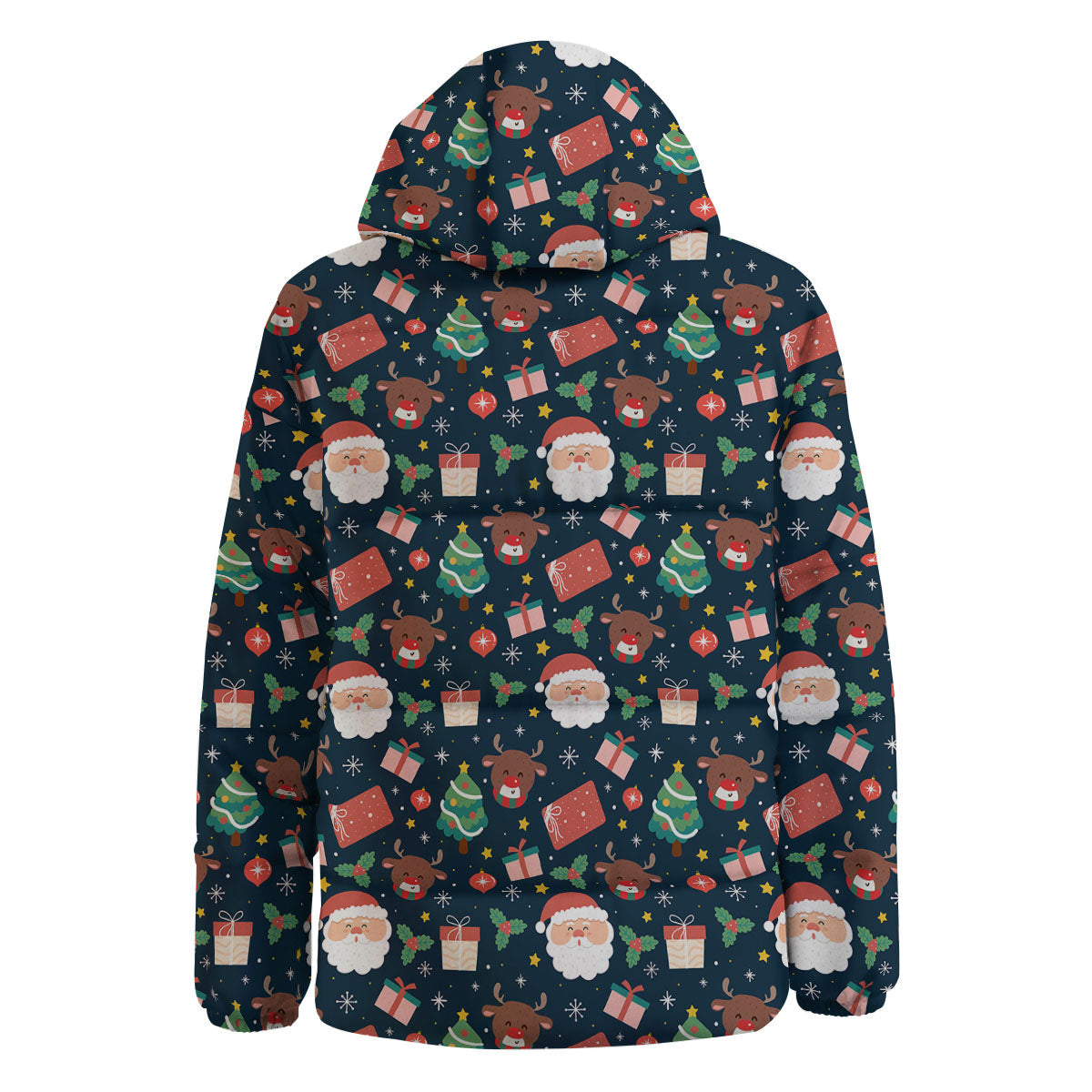 Reindeer Christmas Santa Print Pattern Down Jacket-grizzshop