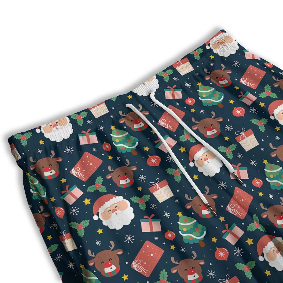 Reindeer Christmas Santa Print Pattern Men's Athletic Shorts