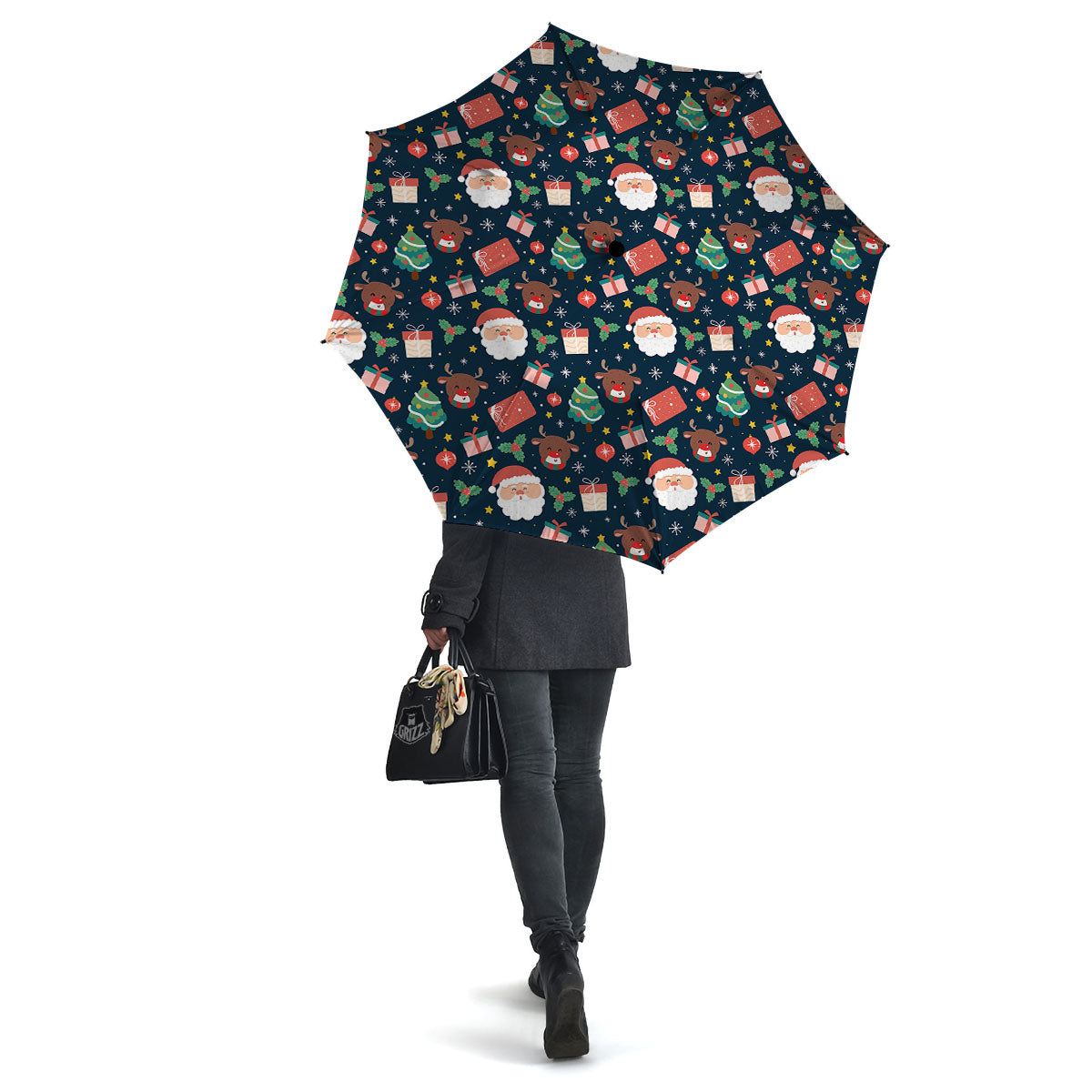 Reindeer Christmas Santa Print Pattern Umbrella-grizzshop
