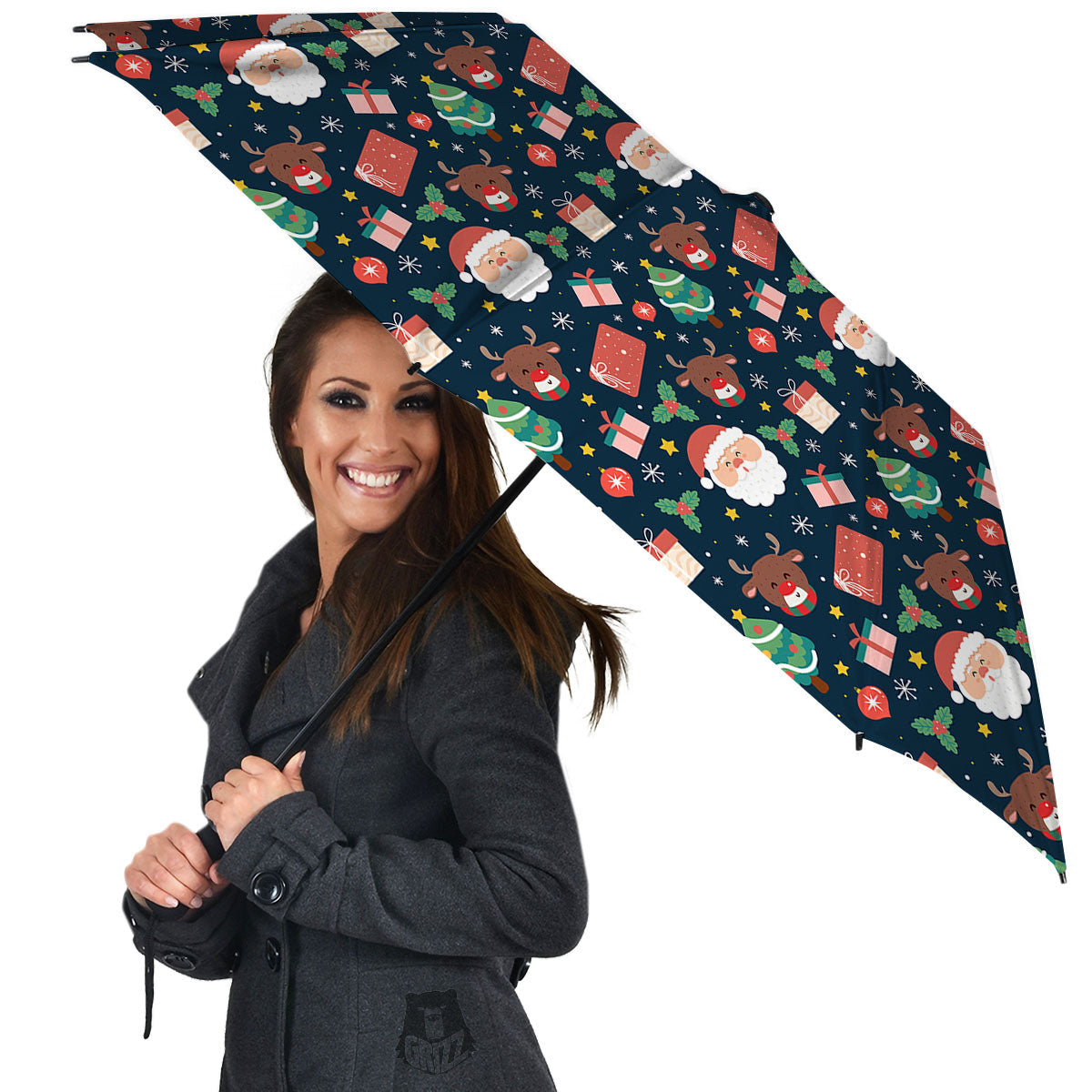 Reindeer Christmas Santa Print Pattern Umbrella-grizzshop