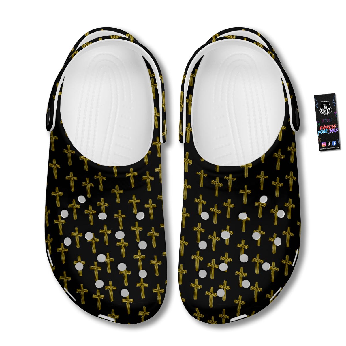 Religious Christian Cross Print Pattern Clog-grizzshop