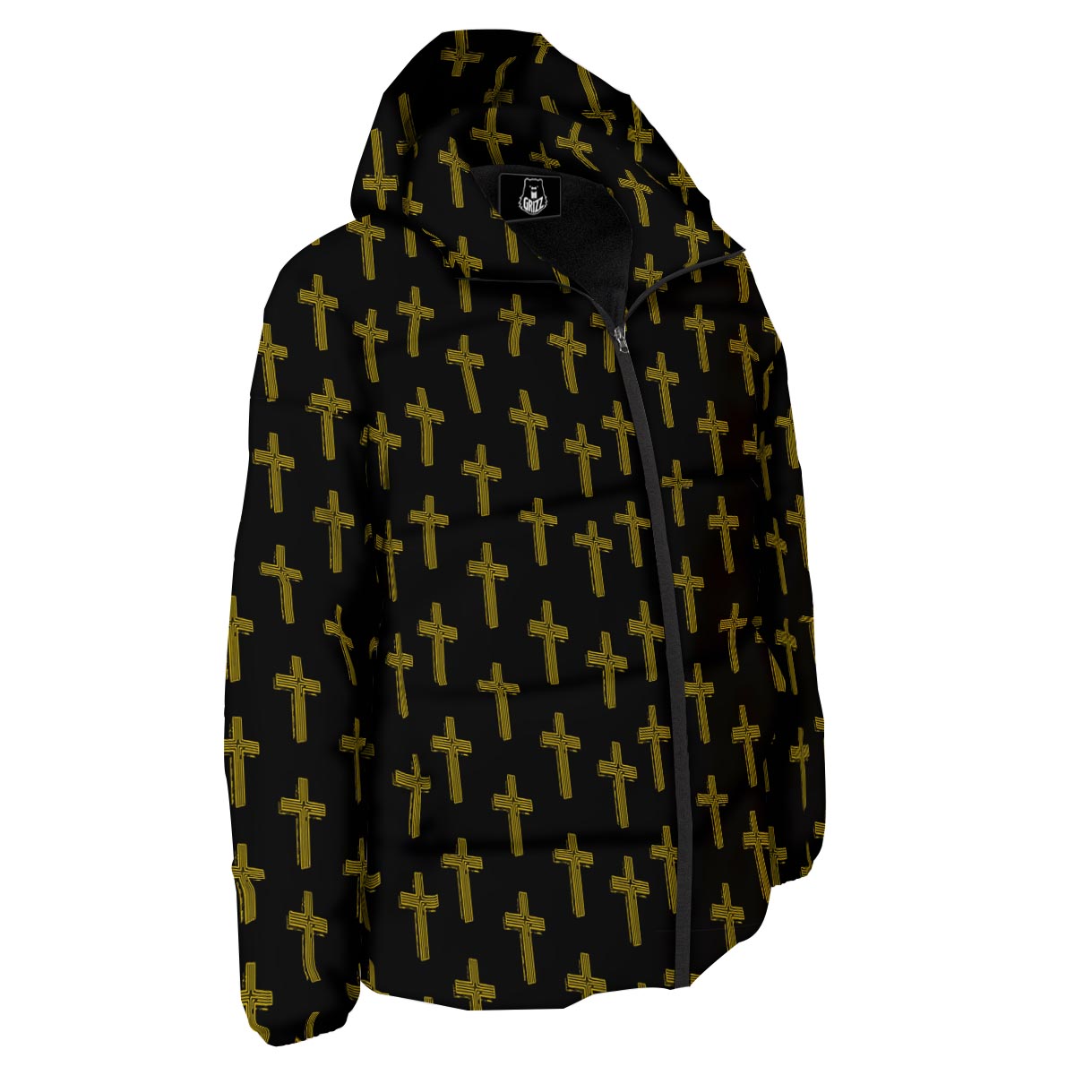 Religious Christian Cross Print Pattern Down Jacket-grizzshop