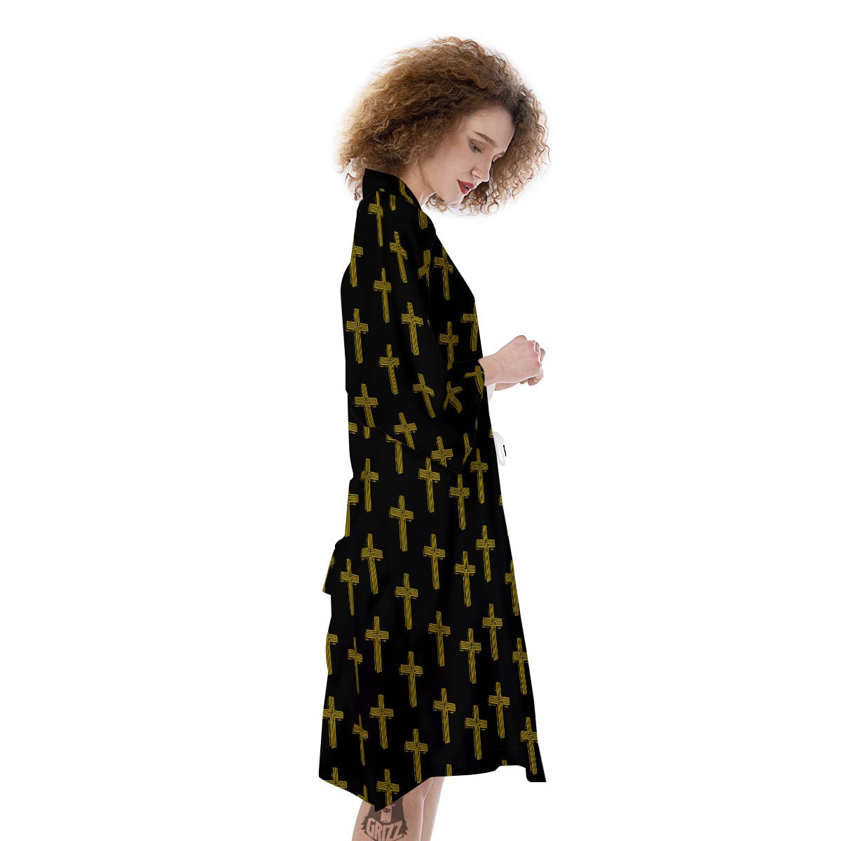 Religious Christian Cross Print Pattern Kimono-grizzshop