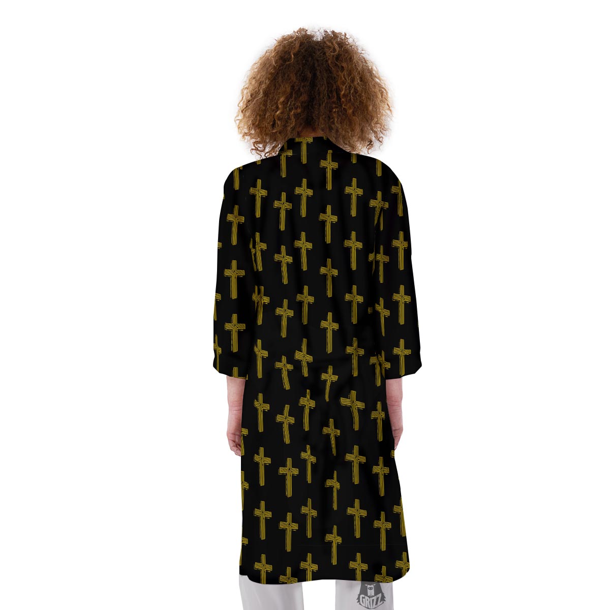 Religious Christian Cross Print Pattern Kimono-grizzshop