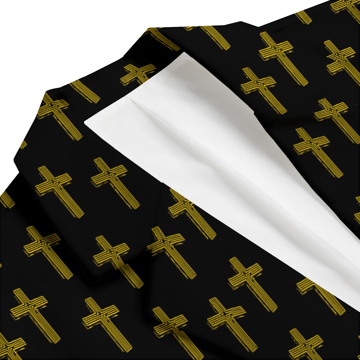 Religious Christian Cross Print Pattern Men's Blazer-grizzshop