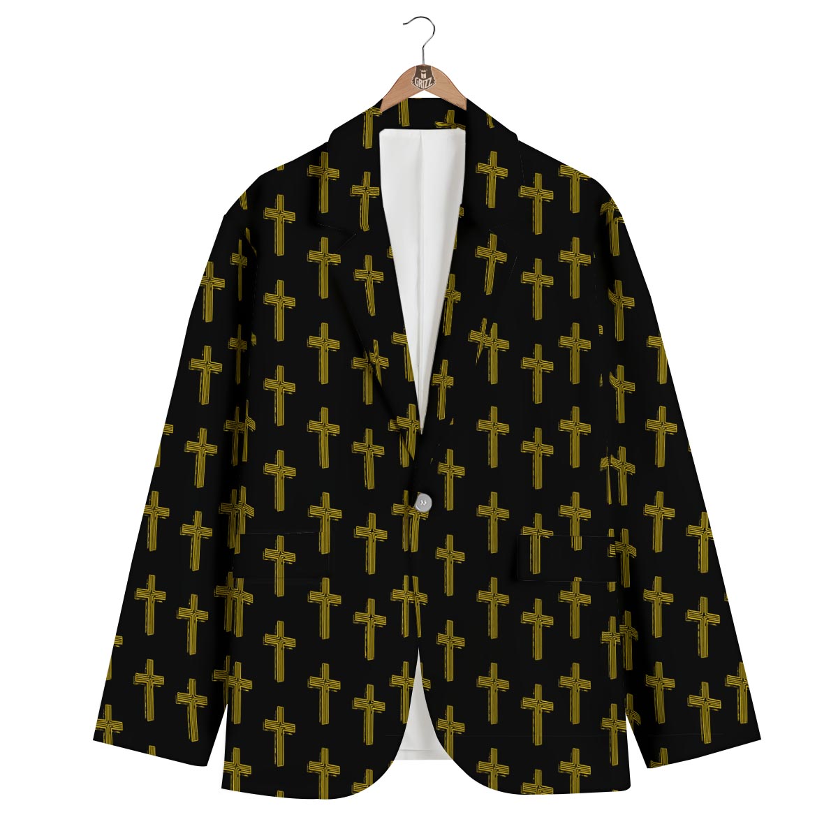 Religious Christian Cross Print Pattern Men's Blazer-grizzshop