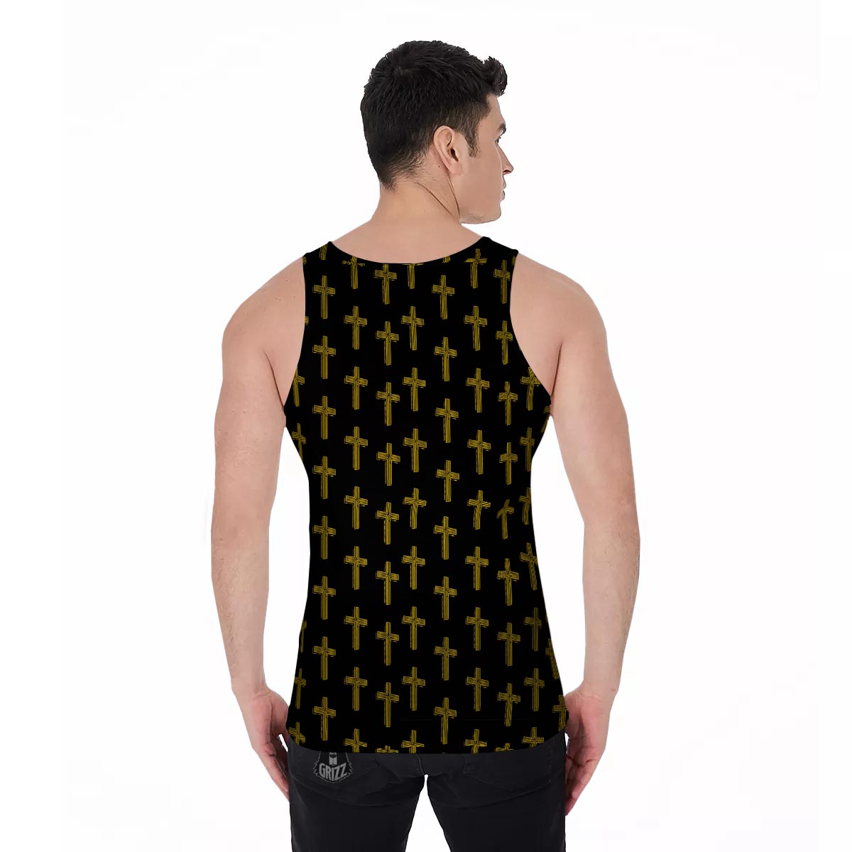 Religious Christian Cross Print Pattern Men's Tank Top-grizzshop