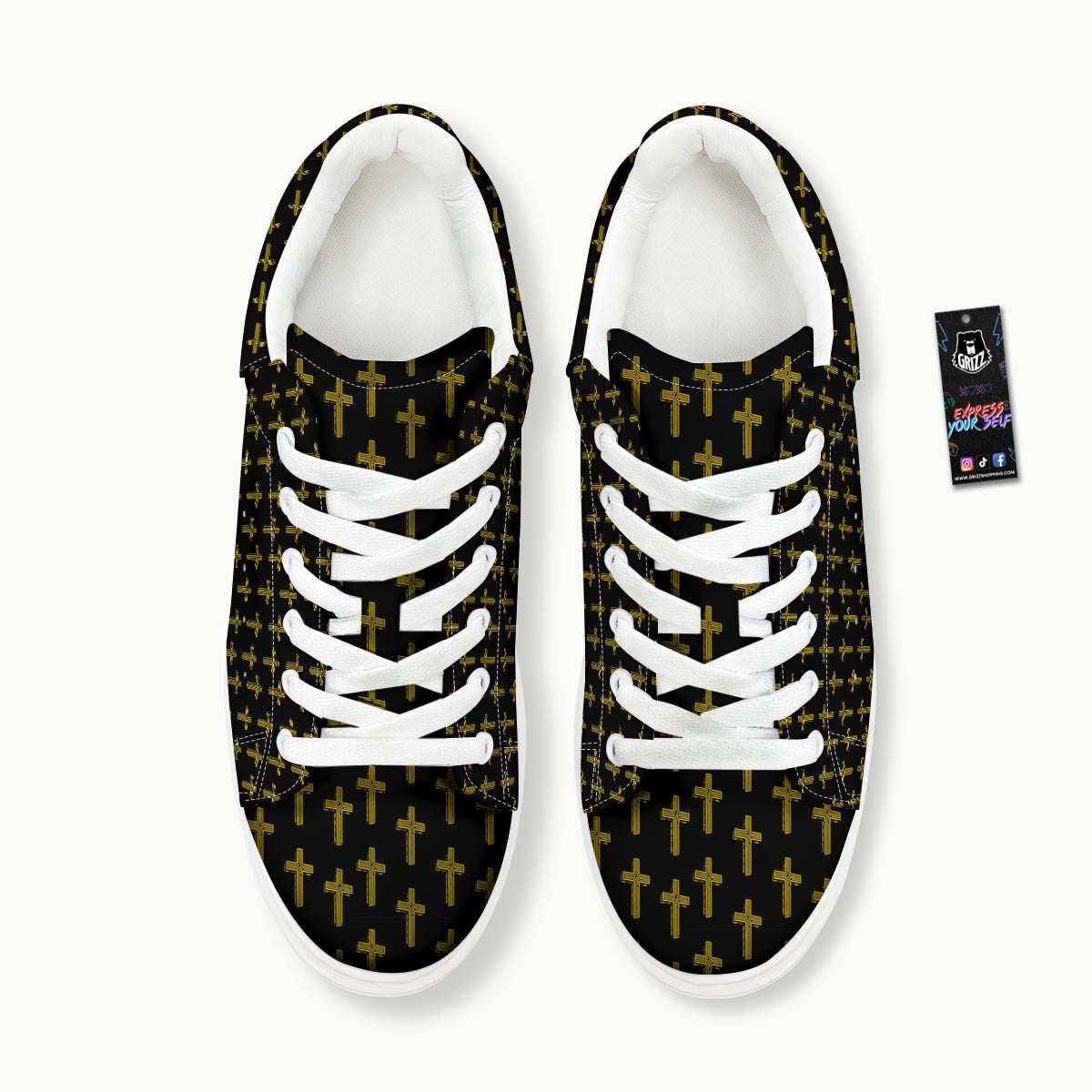 Religious Christian Cross Print Pattern Platform Shoes-grizzshop